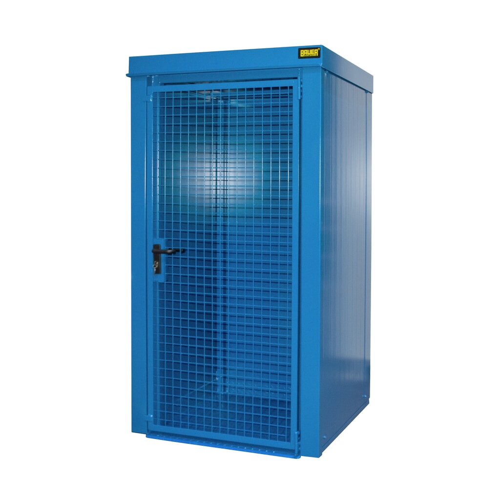 Produktabbildung: Bauer® Gasflaschen-Container GFC-B, feuerbeständig, für max. 9 Flaschen, lichtblau