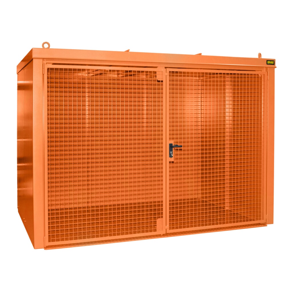 Bauer® Gasflaschen-Container GFC-B, feuerbeständig, für max. 96 Flaschen, gelborange Produktabbildung: Bauer® Gasflaschen-Container GFC-B, feuerbeständig, für max. 96 Flaschen, gelborange