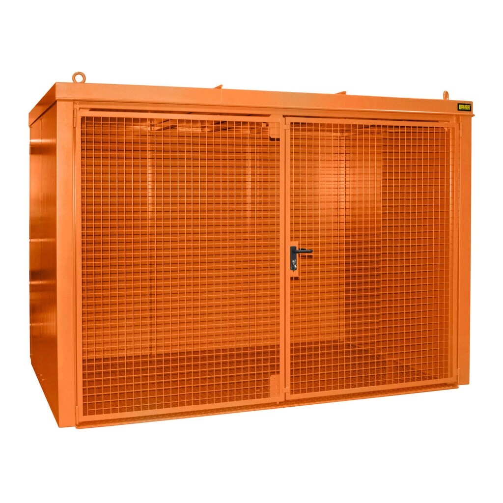 Produktabbildung: Bauer® Gasflaschen-Container GFC-B, feuerbeständig, für max. 60 Flaschen, gelborange