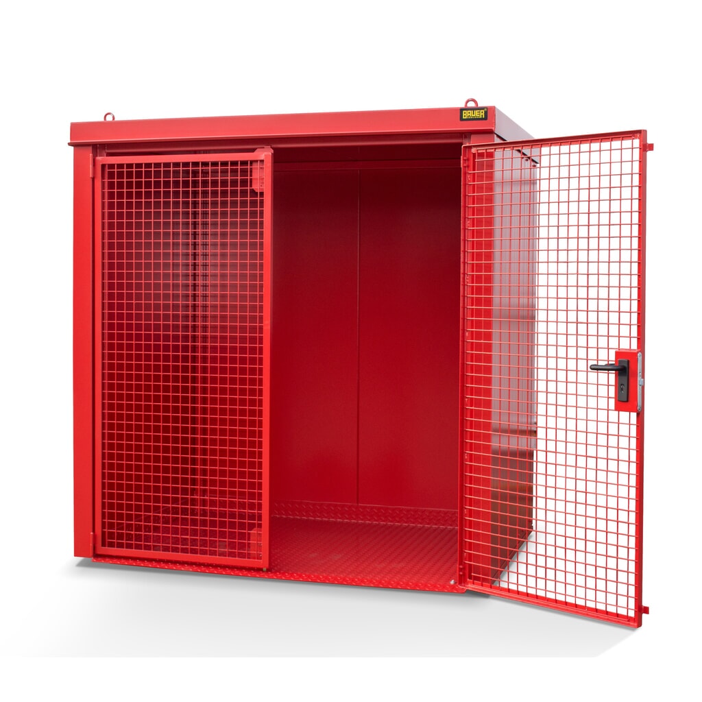 Bauer® Gasflaschen-Container GFC-B, feuerbeständig, für max. 35 Flaschen, feuerrot Produktabbildung: Bauer® Gasflaschen-Container GFC-B, feuerbeständig, für max. 35 Flaschen, feuerrot