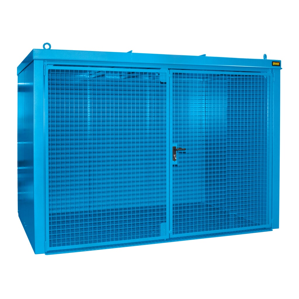 Bauer® Gasflaschen-Container GFC-B, feuerbeständig, für max. 60 Flaschen, lichtblau Produktabbildung: Bauer® Gasflaschen-Container GFC-B, feuerbeständig, für max. 60 Flaschen, lichtblau