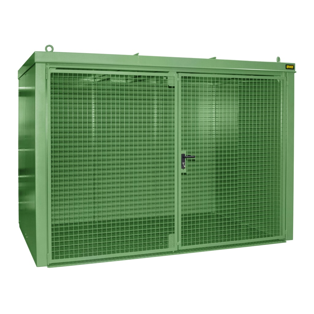 Produktabbildung: Bauer® Gasflaschen-Container GFC-B, feuerbeständig, für max. 60 Flaschen, resedagrün