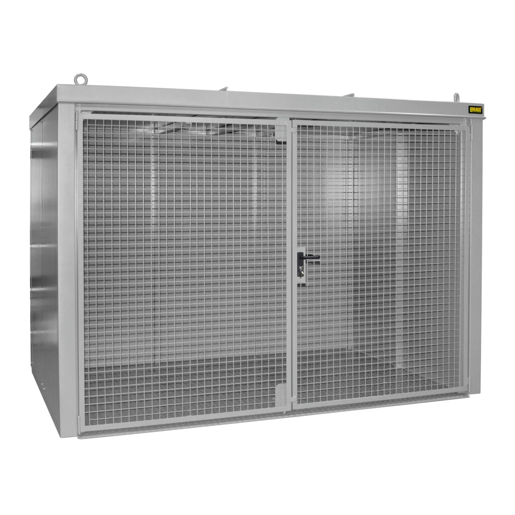 Bauer® Gasflaschen-Container GFC-B, feuerbeständig, für max. 96 Flaschen, mausgrau Produktabbildung: Bauer® Gasflaschen-Container GFC-B, feuerbeständig, für max. 96 Flaschen, mausgrau