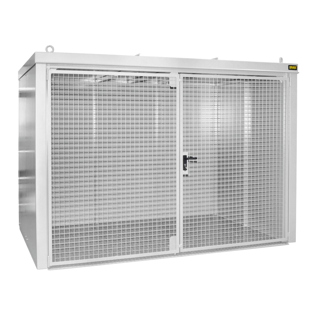 Produktabbildung: Bauer® Gasflaschen-Container GFC-B, feuerbeständig, für max. 96 Flaschen, grauweiß