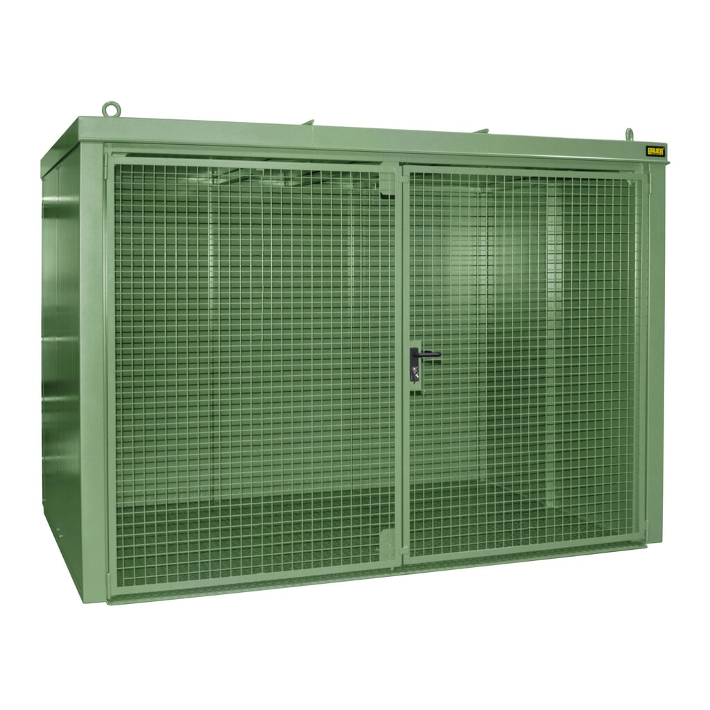 Produktabbildung: Bauer® Gasflaschen-Container GFC-B, feuerbeständig, für max. 96 Flaschen, resedagrün