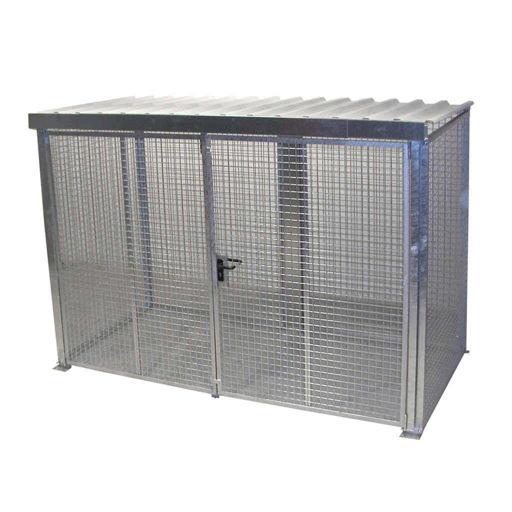 Produktabbildung: Bauer® Gasflaschen-Container, mit Dach, Doppelflügeltür, 104 Flaschen