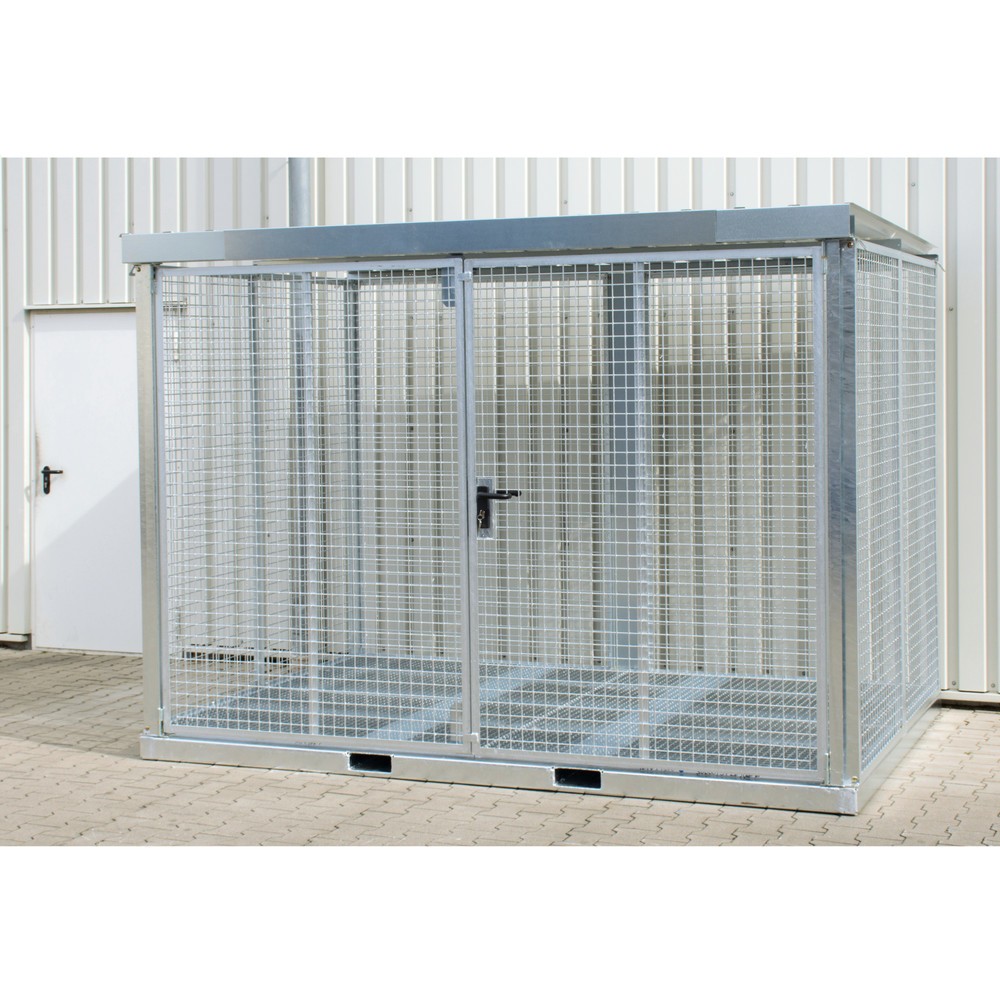 Produktabbildung: Bauer® Gasflaschen-Container, mit Staplertaschen, max. 104 Gasflaschen, Gitterrostboden