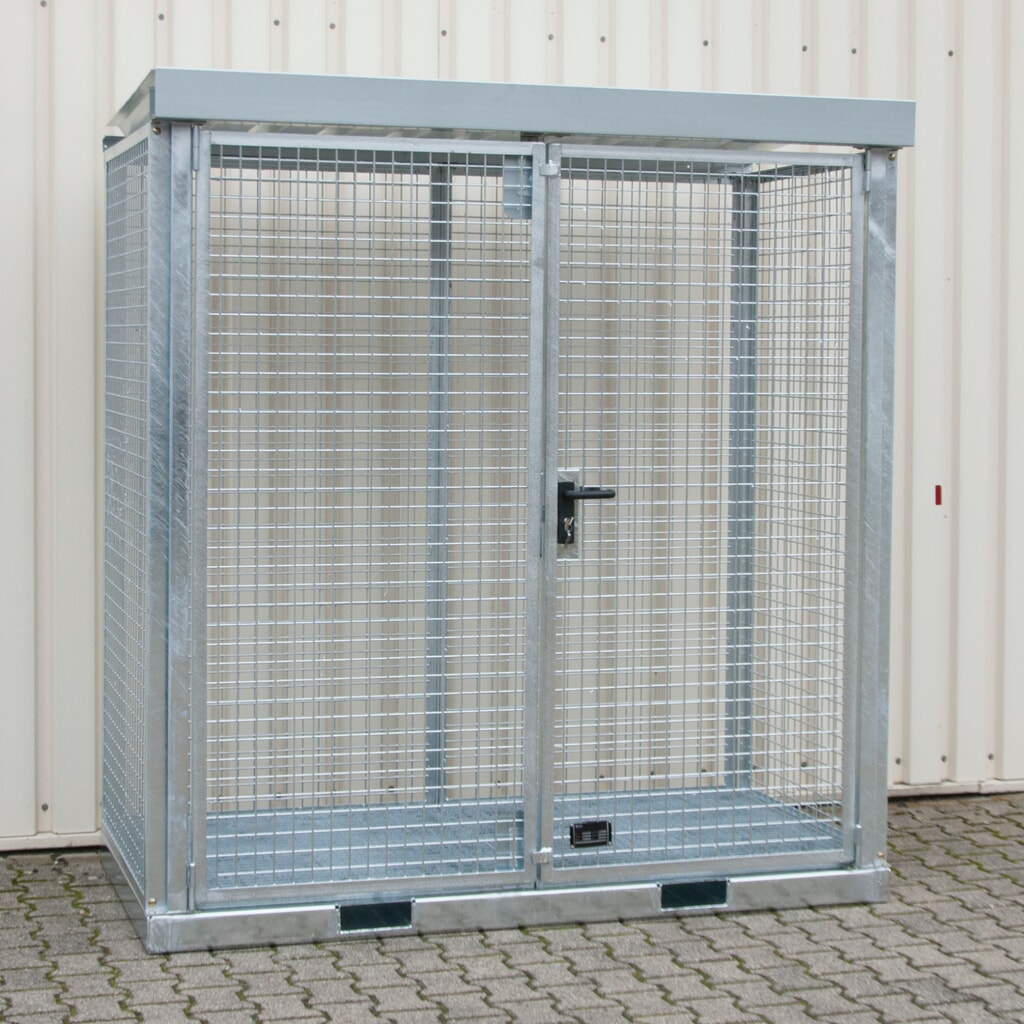 Produktabbildung: Bauer® Gasflaschen-Container, mit Staplertaschen, max. 32 Gasflaschen, Gitterrostboden