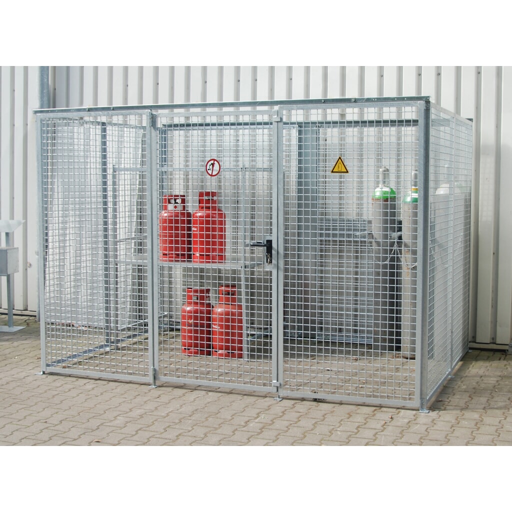 Produktabbildung: Bauer® Gasflaschen-Lagerbox TRGS 510 ohne Dach, 1-türig, 104 Flaschen