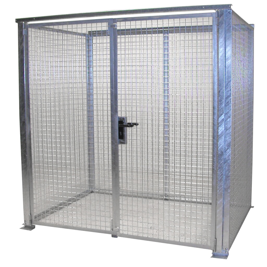 Produktabbildung: Bauer® Gasflaschen-Lagerbox TRGS 510 ohne Dach, Doppelflügeltür, 48 Flaschen