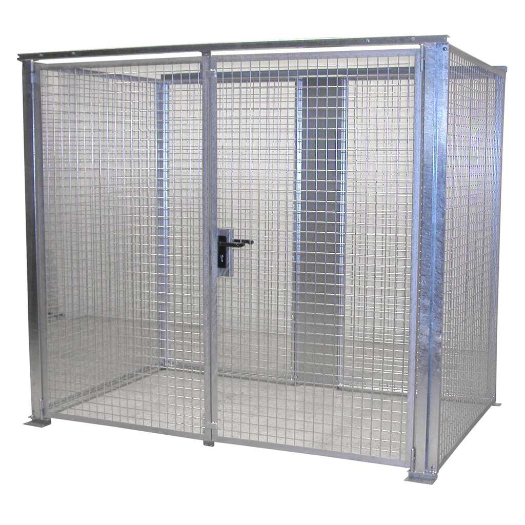 Produktabbildung: Bauer® Gasflaschen-Lagerbox TRGS 510 ohne Dach, Doppelflügeltür, 60 Flaschen