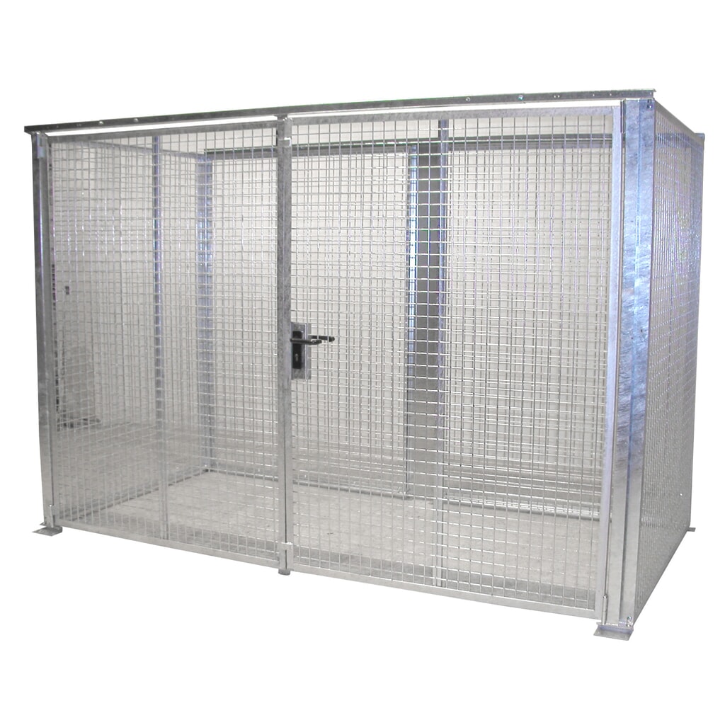 Produktabbildung: Bauer® Gasflaschen-Lagerbox TRGS 510 ohne Dach, Doppelflügeltür, 78 Flaschen