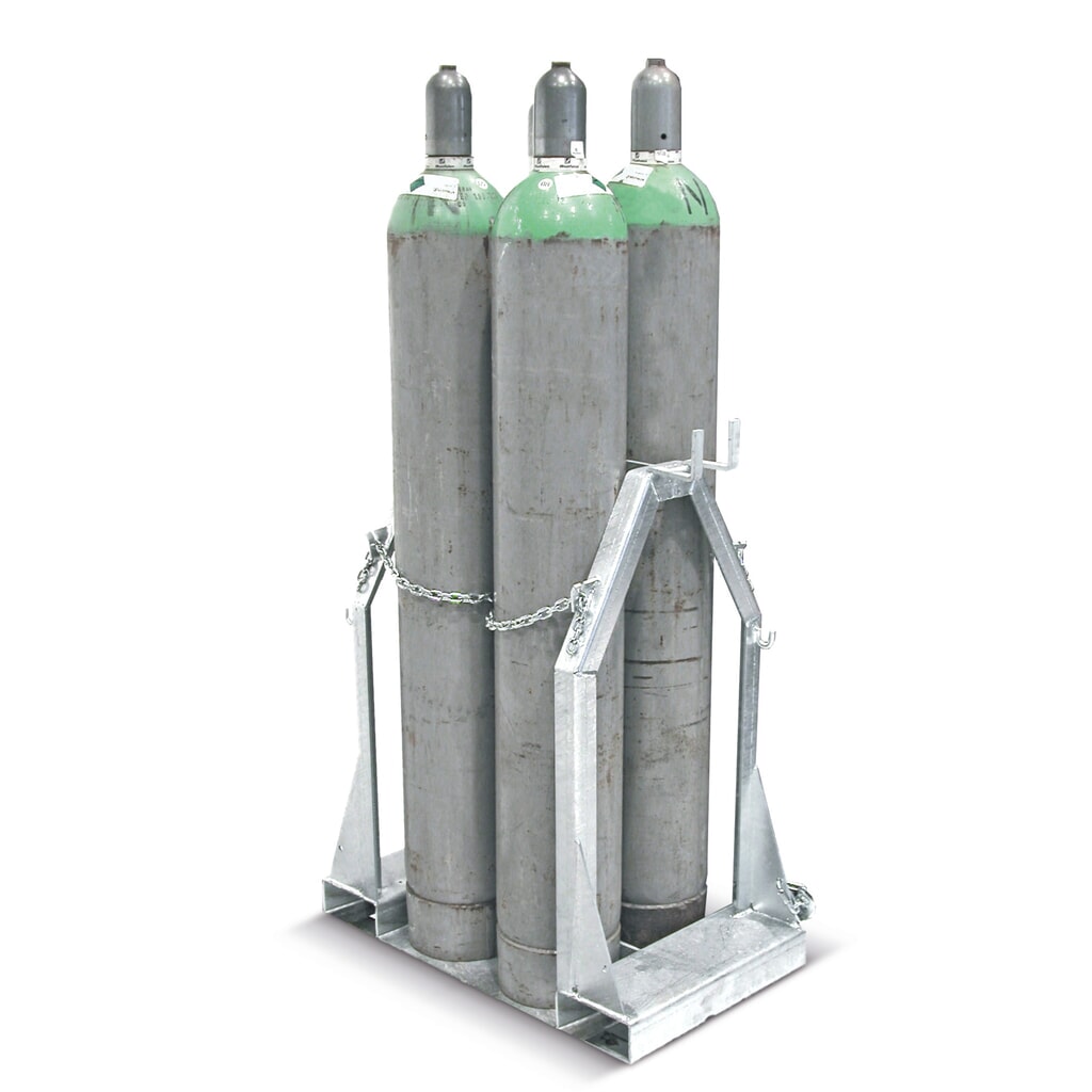 Produktabbildung: Bauer® Gasflaschenpalette mit Sicherungskette, für 4 Gasflaschen à Ø 250 mm