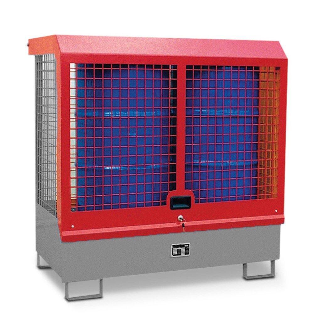 Produktabbildung: Bauer® Gefahrstoff-Depot für den Innenbereich, Haube und Wände aus Gitter, lackiert, mausgrau