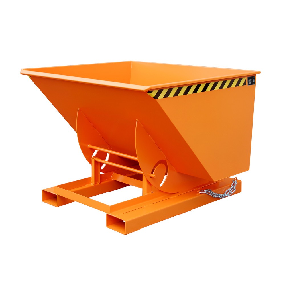 Product afbeelding: Bauer® Kantelbak met afrolmechanisme, cap. 1.000 kg, gelakt, volume 1 m³, RAL 2000 geeloranje