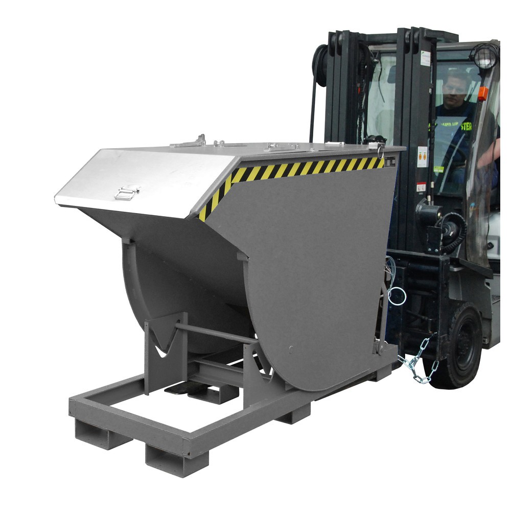 Product afbeelding: Bauer® Kantelbak met afrolmechanisme Premium, diepe bouwvorm, gelakt, zonder deksel, volume 0,75 m³, RAL 7005 muisgrijs