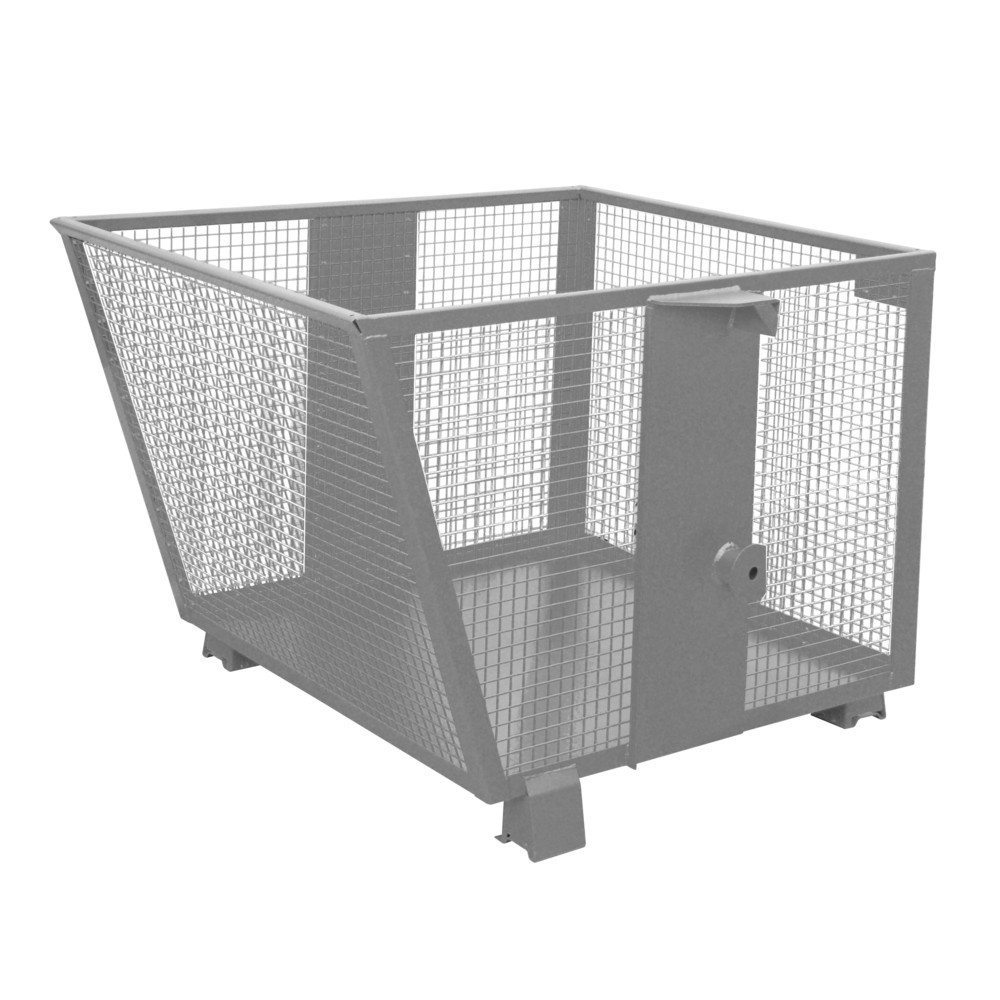 Product afbeelding: Bauer® Kantelbak met roosterwanden, gelakt, volume 0,9 m³, RAL 7005 muisgrijs