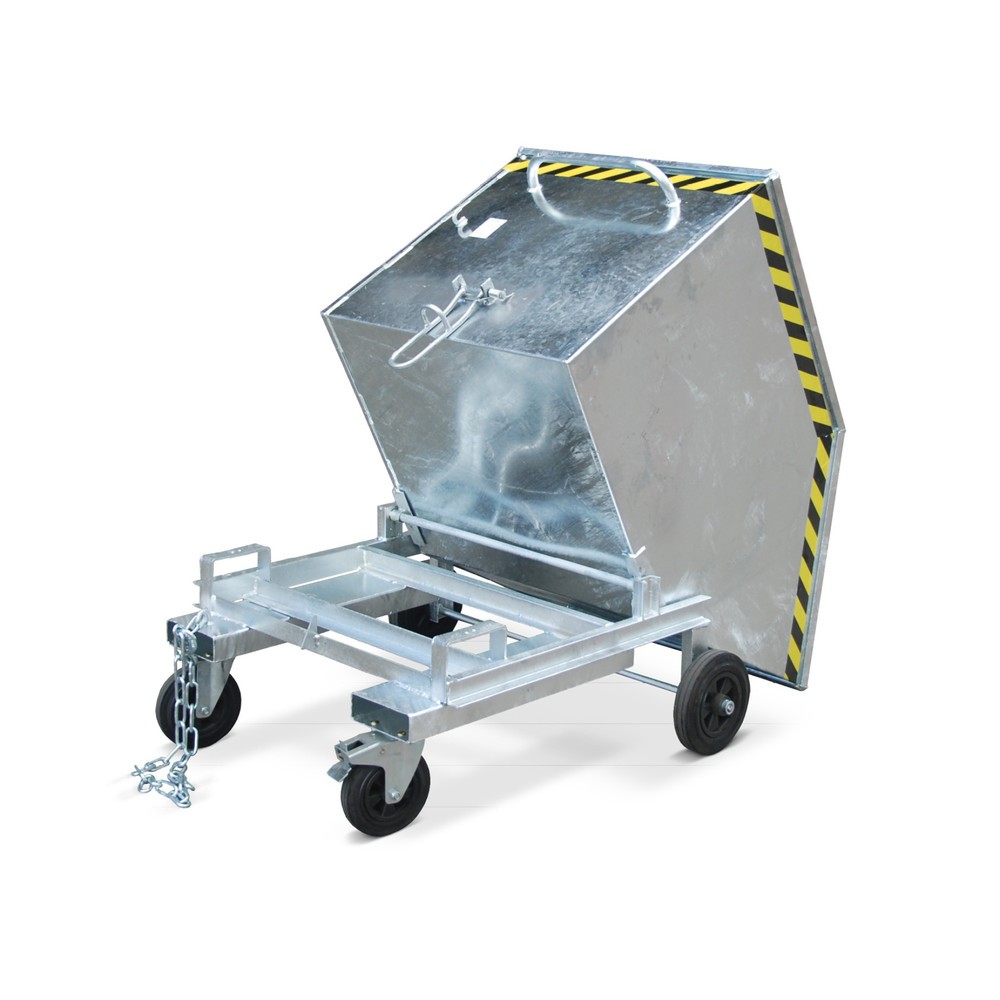 Produktabbildung Nr. 1: Bauer® Kastenwagen kippbar, mit Fahrwerk + Gabeltaschen, verzinkt, TK 300 kg, Volumen 0,4 m³