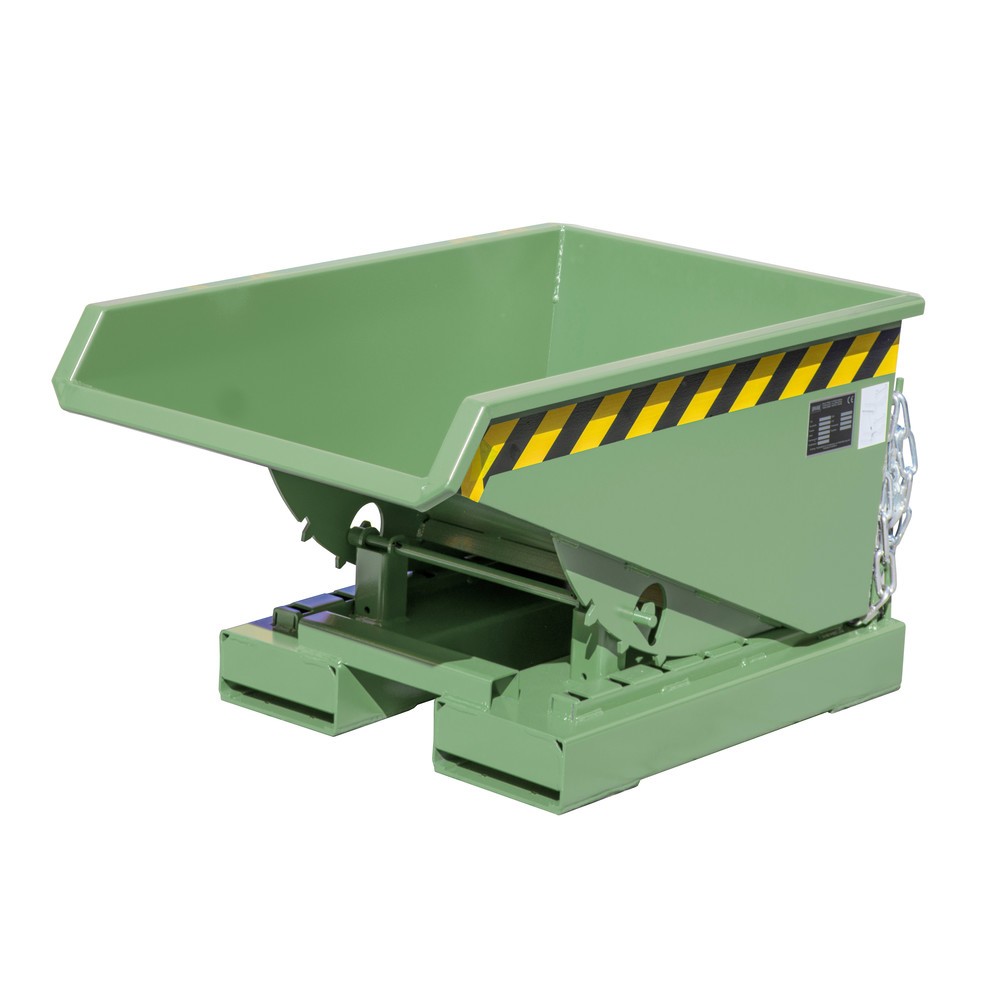 Produktabbildung Nr. 1: Bauer® Kippbehälter mit Abrollmechanik, lackiert, Volumen 0,15 m³, RAL 6011 resedagrün