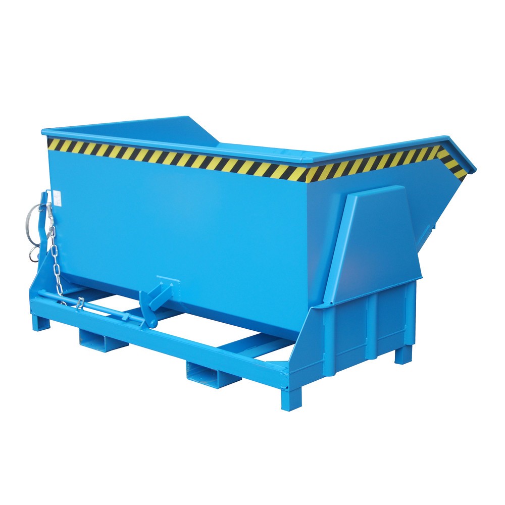 Produktabbildung: Bauer® Kippbehälter mit Abrollmechanik Premium, breite Bauform, lackiert, ohne Deckel, Volumen 1,5 m³, RAL 5012 lichtblau