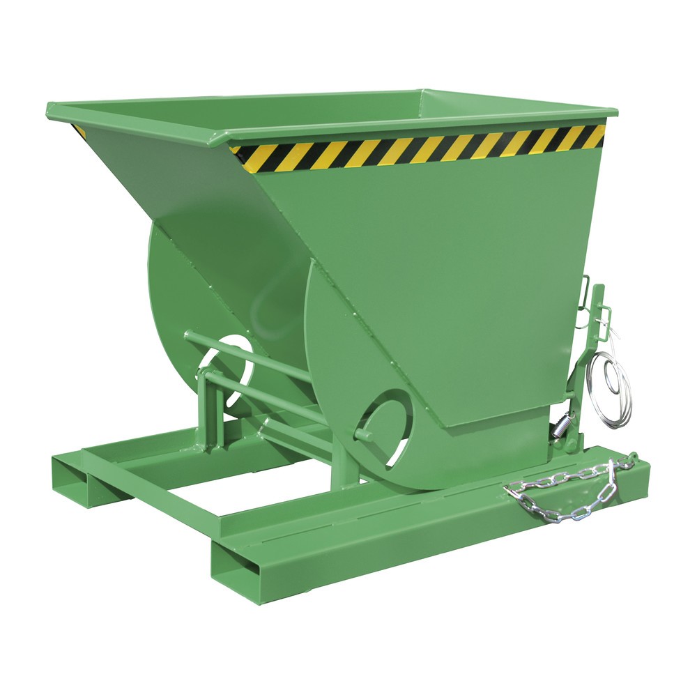Produktabbildung: Bauer® Kippbehälter mit Abrollmechanik, TK 1.000 kg, lackiert, Volumen 0,5 m³, RAL 6011 resedagrün