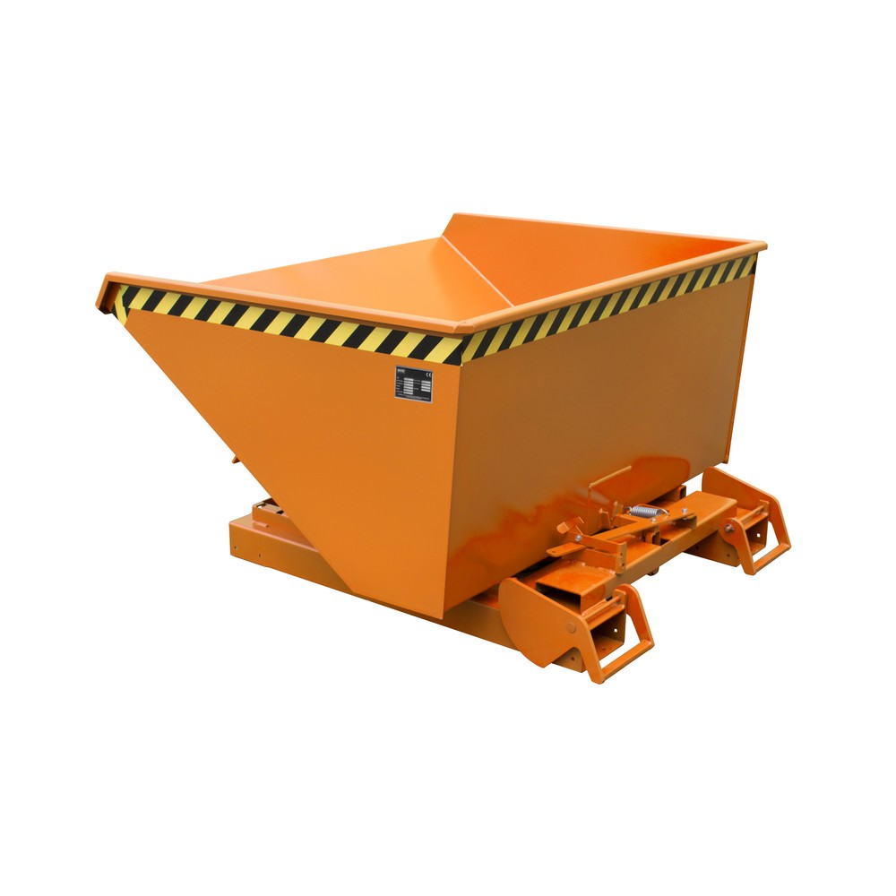 Produktabbildung: Bauer® Kippbehälter mit automatischer Abrollmechanik, TK 1.000 kg, lackiert, Volumen 0,9 m³, RAL 2000 gelborange
