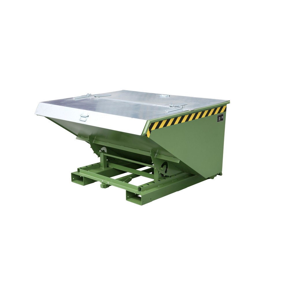 Produktabbildung: Bauer® Kippbehälter mit automatischer Abrollmechanik, TK 1.000 kg, lackiert, Volumen 0,9 m³, RAL 6011 resedagrün