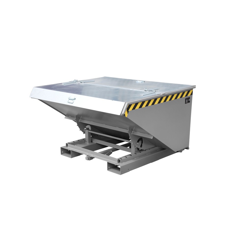 Produktabbildung: Bauer® Kippbehälter mit automatischer Abrollmechanik, TK 1.000 kg, lackiert, Volumen 0,9 m³, RAL 7005 mausgrau