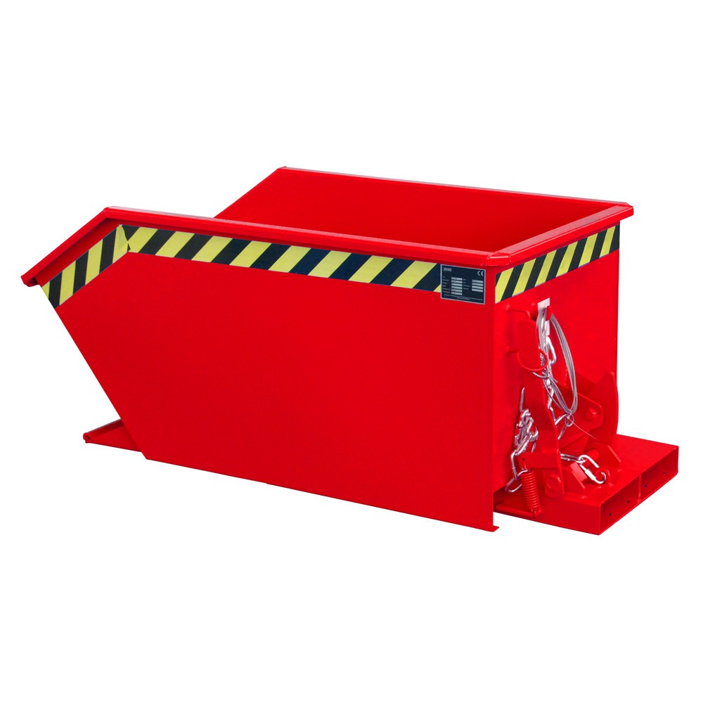 Produktabbildung: Bauer® Kippbehälter, niedrige Bauhöhe, lackiert, Volumen 0,3 m³, RAL 3000 feuerrot