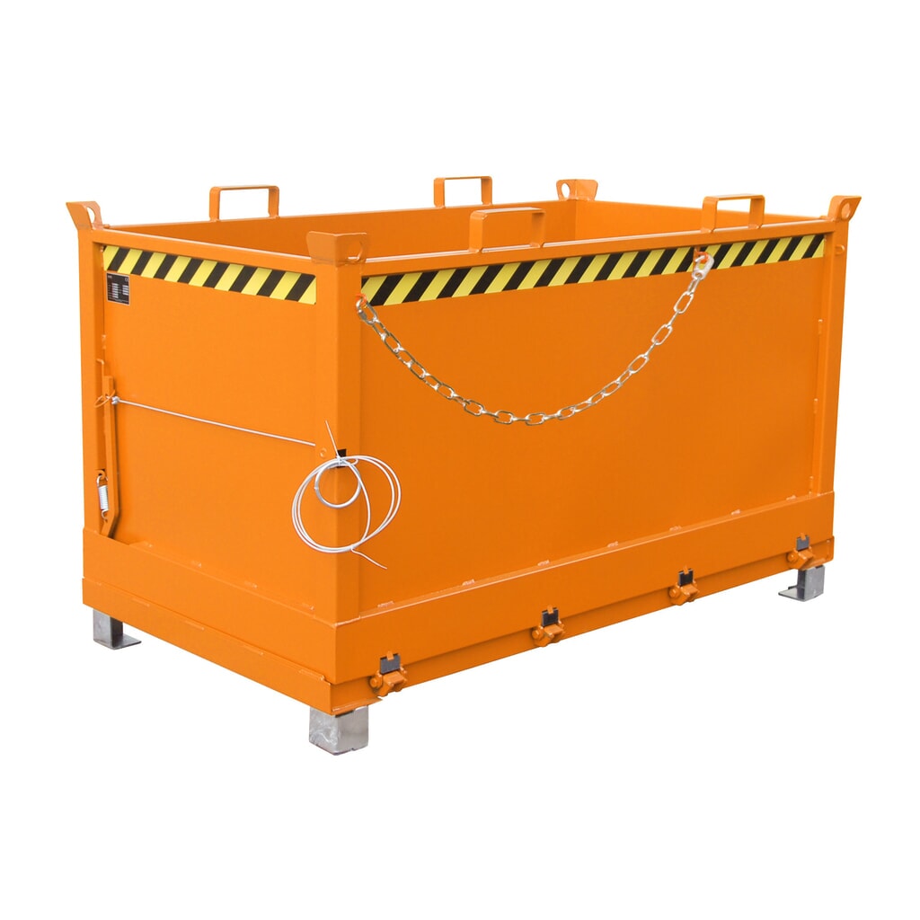 Produktabbildung: Bauer® Klappbodenbehälter, 3-fach stapelbar, lackiert, Volumen 1,5 m³, RAL 2000 gelborange