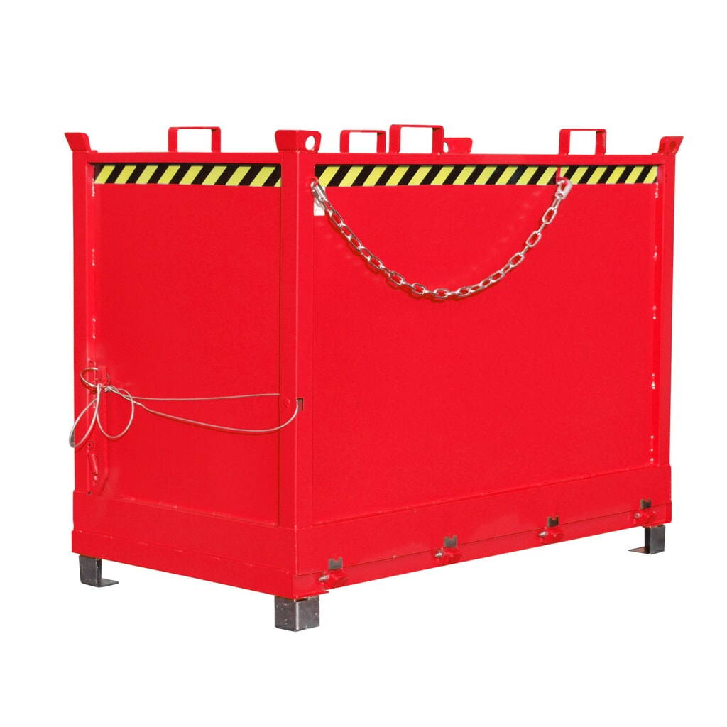 Produktabbildung: Bauer® Klappbodenbehälter, 3-fach stapelbar, lackiert, Volumen 2 m³, RAL 3000 feuerrot