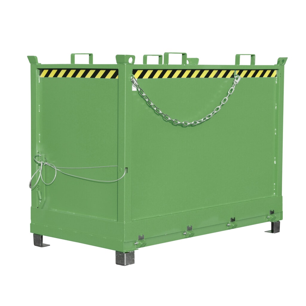 Bauer® Klappbodenbehälter, 3-fach stapelbar, lackiert, Volumen 2 m³, RAL 6011 resedagrün Produktabbildung: Bauer® Klappbodenbehälter, 3-fach stapelbar, lackiert, Volumen 2 m³, RAL 6011 resedagrün
