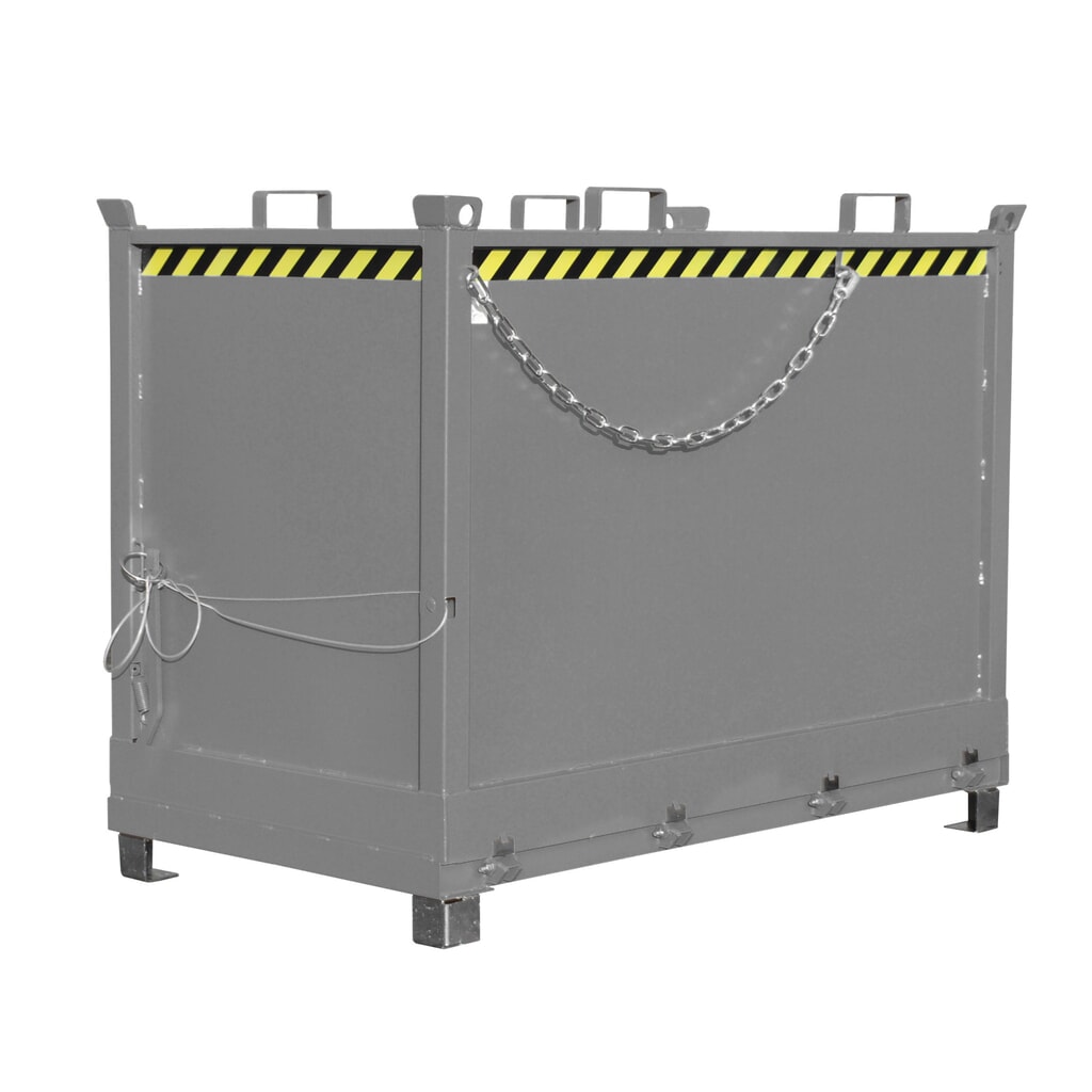 Bauer® Klappbodenbehälter, 3-fach stapelbar, lackiert, Volumen 2 m³, RAL 7005 mausgrau Produktabbildung: Bauer® Klappbodenbehälter, 3-fach stapelbar, lackiert, Volumen 2 m³, RAL 7005 mausgrau