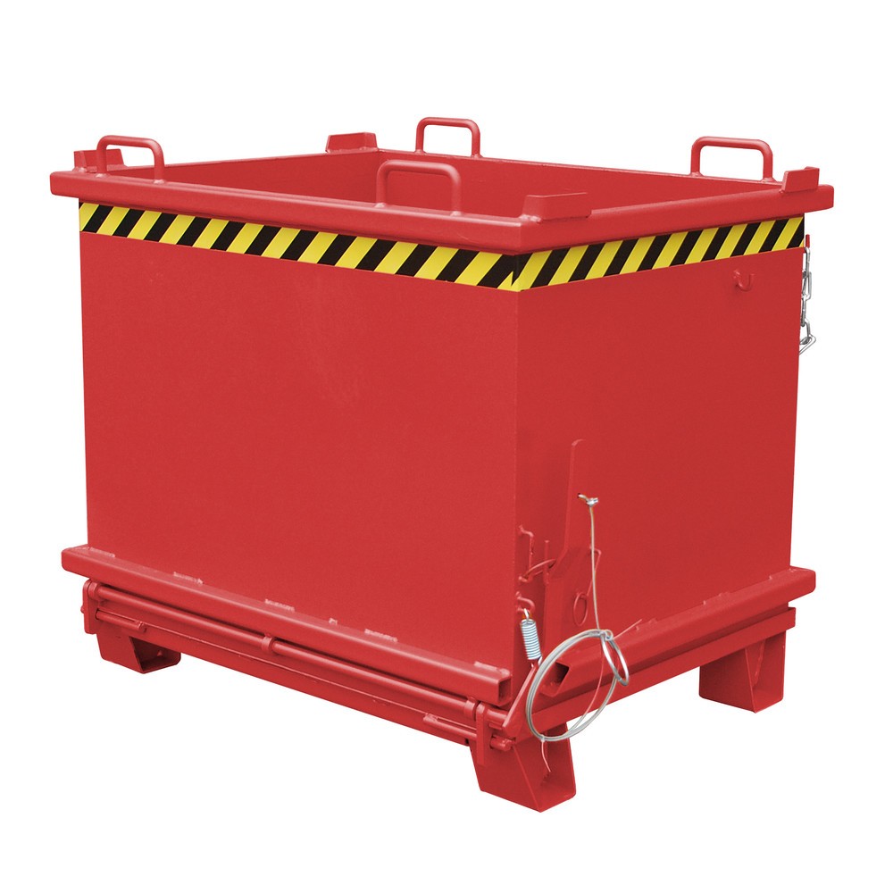 Produktabbildung Nr. 1: Bauer® Klappbodenbehälter, verstärkte Bodenklappe, lackiert, Volumen 1 m³, RAL 3000 feuerrot