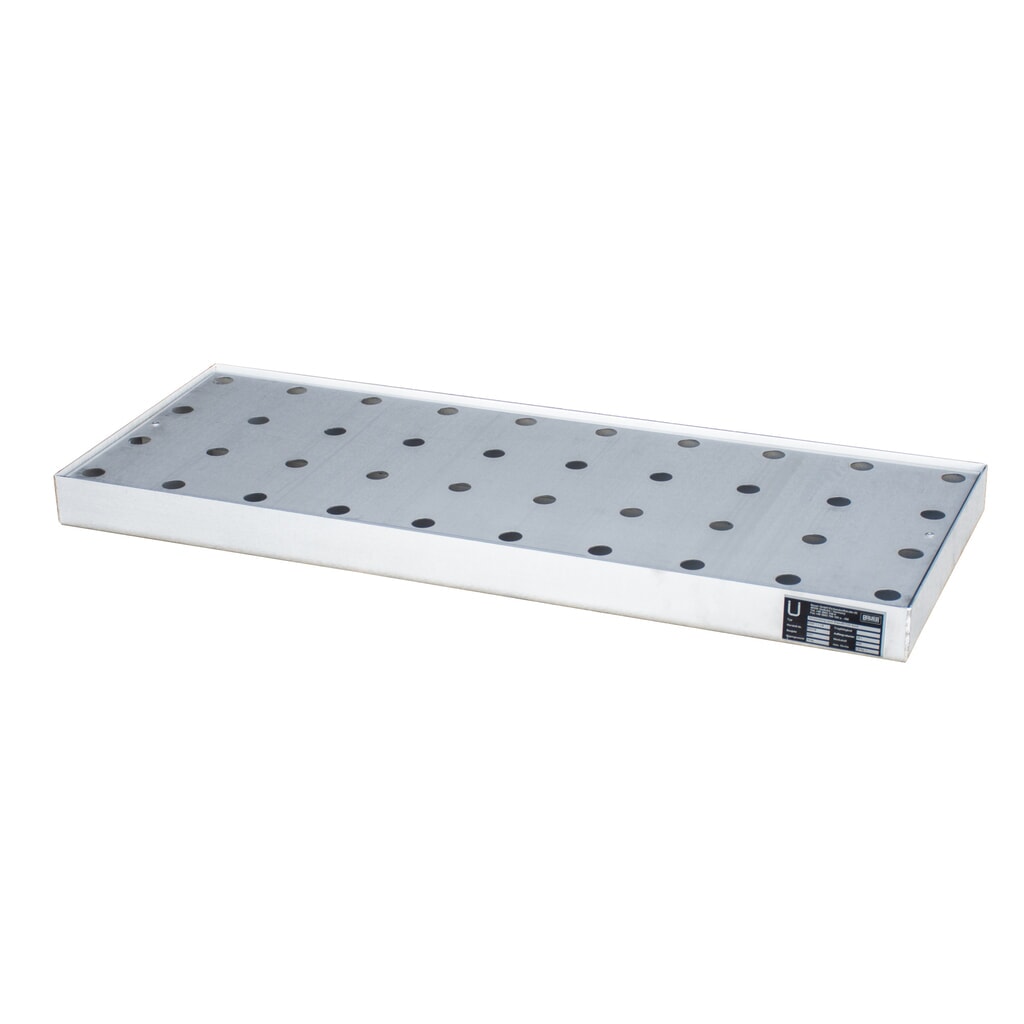 Bauer® Auffangwanne aus Edelstahl für Kleingebinde KGW/M, mit Lochplatte 1 V4A, Auffangvolumen 11 l Produktabbildung: Bauer® Auffangwanne aus Edelstahl für Kleingebinde KGW/M, mit Lochplatte 1 V4A, Auffangvolumen 11 l