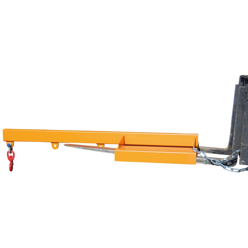 Produktabbildung: Bauer® Lastarm Modell 1, starre Ausführung, 3 Hakenpositionen, Grundlänge 1.600 mm, TK 2.500 kg, gelborange