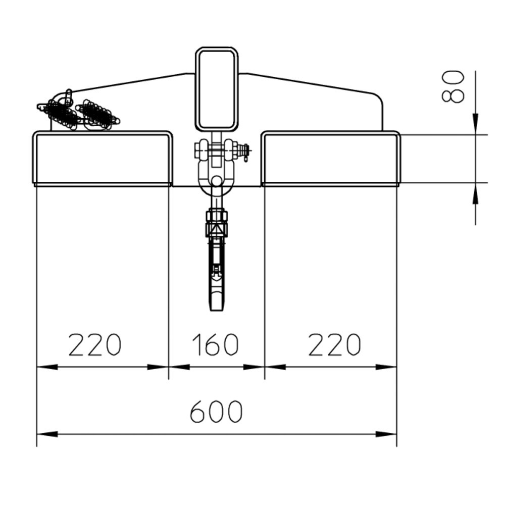 Produktabbildung Nr. 2: Bauer® Lastarm Modell 2, starre Ausführung, 2 Hakenpositionen, Grundlänge 1.600 mm, TK 1.000 kg, lichtblau