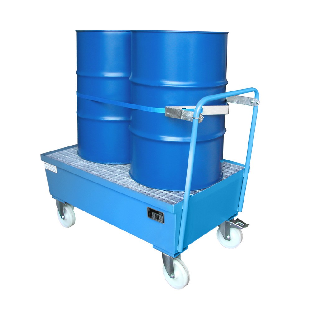 Productafbeelding nr. 2: Bauer® lekbak van staal, verrijdbaar, 2x 200 l staand, opvangvolume 225 l, lichtblauw