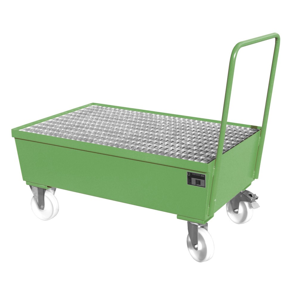 Productafbeelding nr. 2: Bauer® lekbak van staal, verrijdbaar, 2x 200 l staand, opvangvolume 225 l, resedagroen