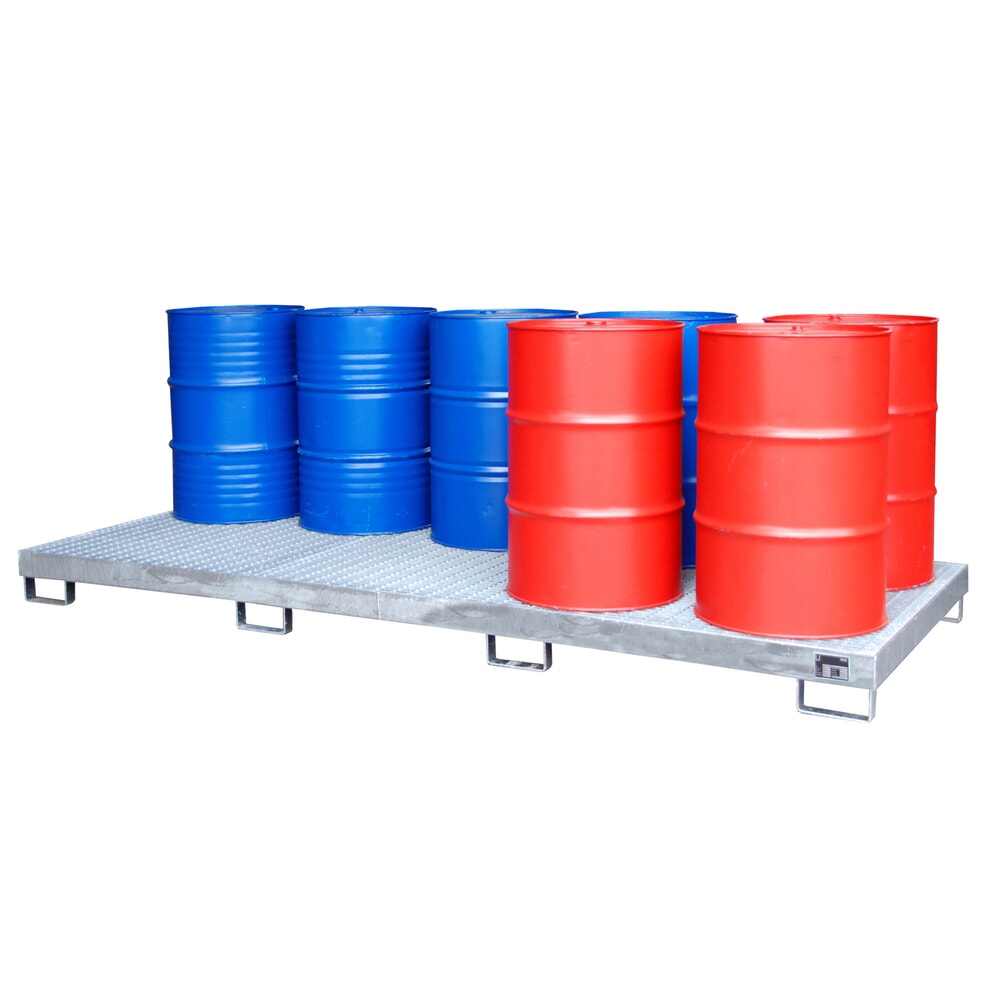 Product afbeelding: Bauer® lekbak van staal met groot volume, hxbxd 190 x 3.250 x 1.300 mm, 10x 200 l, thermisch verzinkt