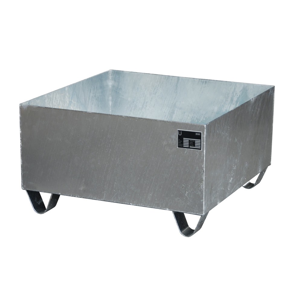 Product afbeelding: Bauer® lekbak van staal, vrije ruimte 100 mm, hxbxd 465 x 800 x 800 mm, zonder rooster, 1x 200 l, thermisch verzinkt