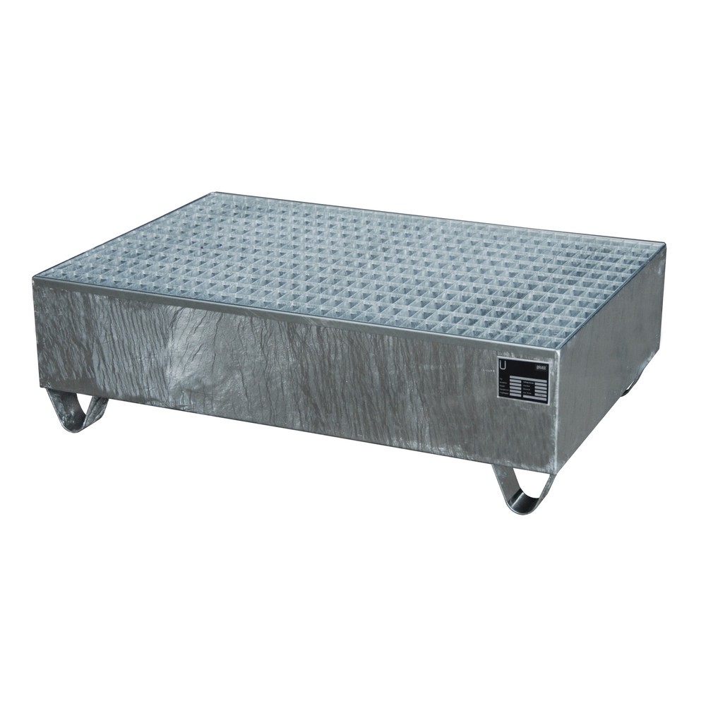 Product afbeelding: Bauer® lekbak van staal, vrije ruimte 100 mm, hxbxd 360 x 1.200 x 800 mm, incl. rooster, 2x 200 l, thermisch verzinkt