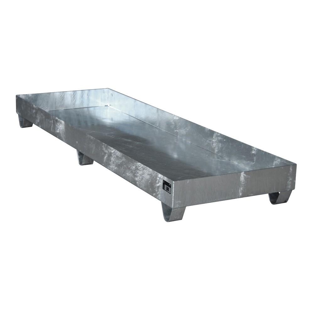 Product afbeelding: Bauer® lekbak van staal, vrije ruimte 100 mm, hxbxd 250 x 2.400 x 800 mm, zonder rooster, 4x 200 l, thermisch verzinkt
