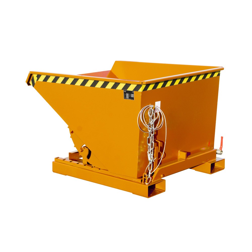 N° de l'image du produit 1 : Mini-benne à copeaux Bauer® avec mécanisme d'aide au basculement, faible hauteur de construction, peinte, volume 0,6 m³, RAL 2000 jaune-orange
