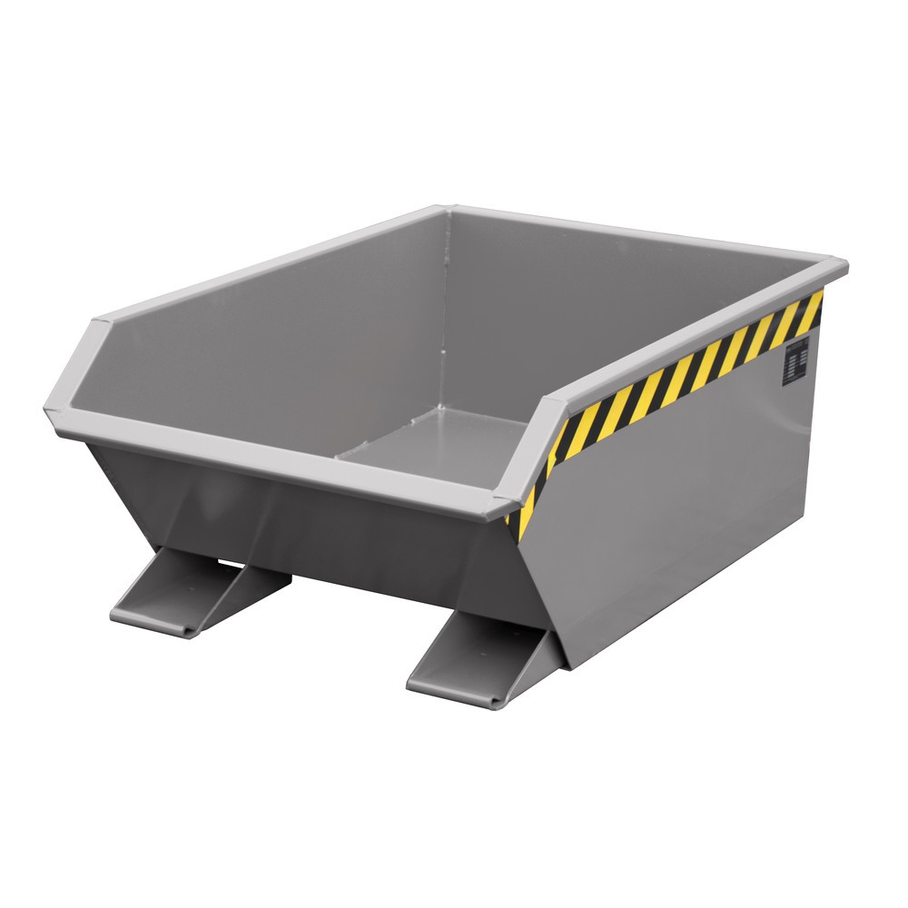 Produktabbildung: Bauer® Mini-Kippbehälter, extrem niedrige Bauhöhe, lackiert, Volumen 0,27 m³, RAL 7005 mausgrau