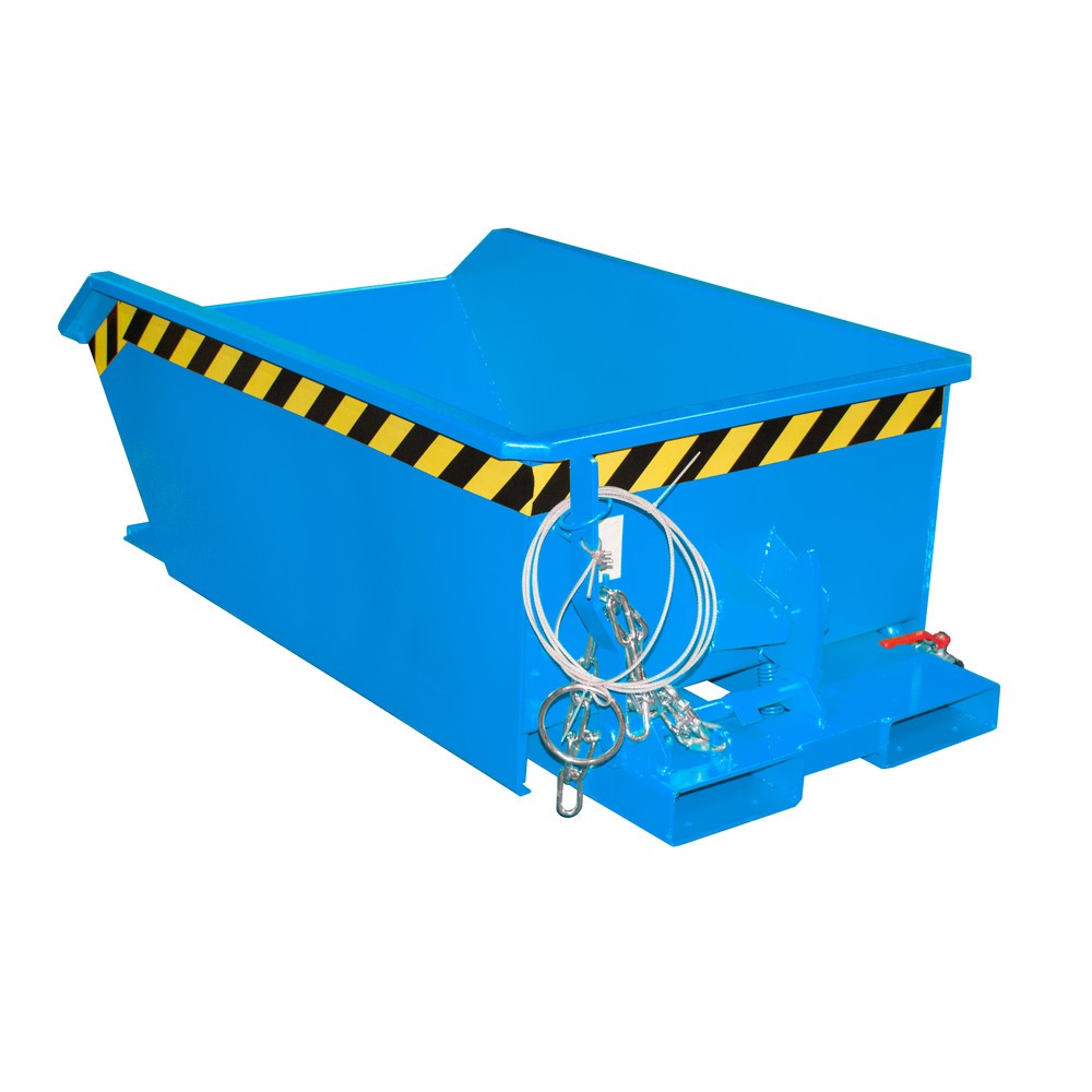 Produktabbildung: Bauer® Mini-Spänebehälter, extrem niedrige Bauhöhe, lackiert, Volumen 0,27 m³, RAL 5012 lichtblau