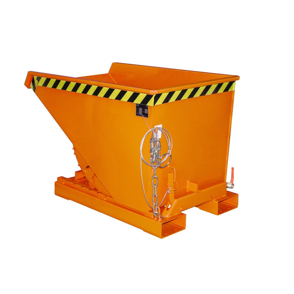 Produktabbildung: Bauer® Mini-Spänebehälter mit Abrollmechanik, niedrige Bauhöhe, lackiert, Volumen 0,3 m³, RAL 2000 gelborange