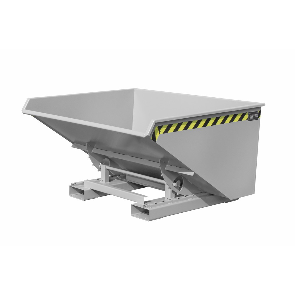 Produktabbildung: Bauer® Mini-Spänebehälter mit Abrollmechanik, niedrige Bauhöhe, lackiert, Volumen 0,9 m³, RAL 7005 mausgrau