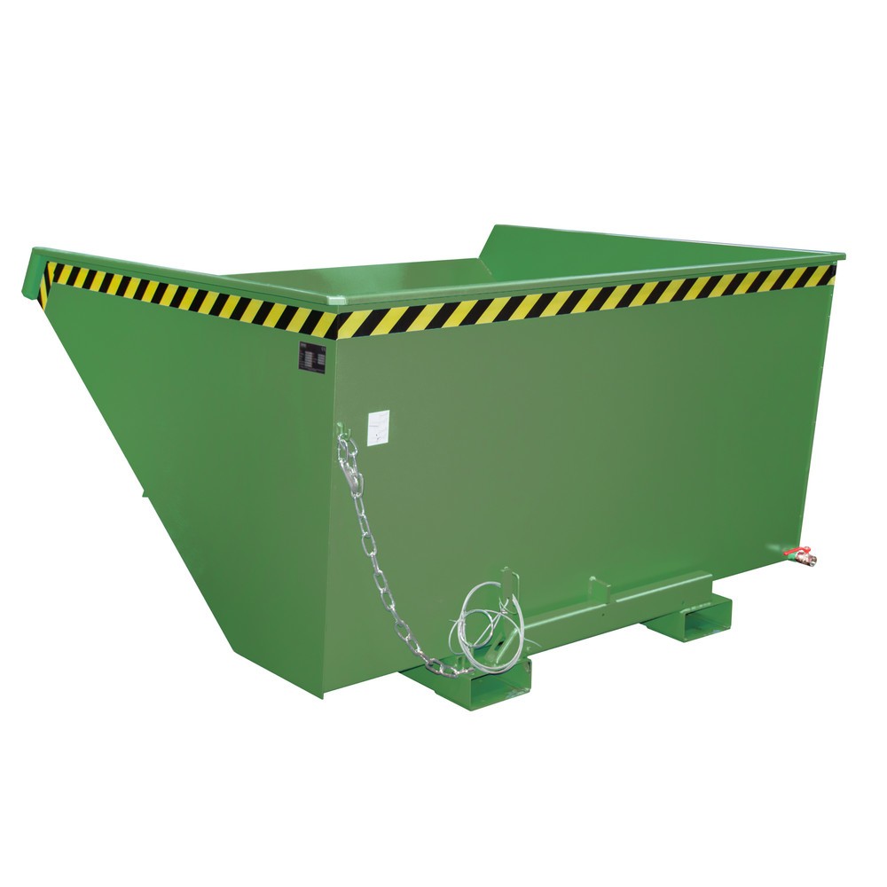 Produktabbildung: Bauer® Mini-Spänebehälter mit Abrollmechanik, niedrige Bauhöhe, lackiert, Volumen 2,1 m³, RAL 6011 resedagrün