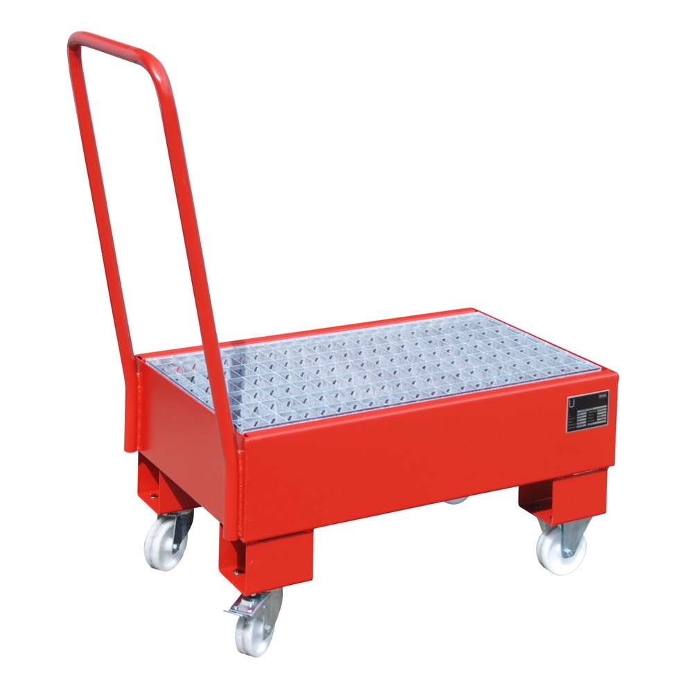 Číslo obrázku produktu 2: Bauer® sběrná vana z oceli, pojízdné provedení, 2 x 60 l nastojato, objem 61 l, ohnivě červená